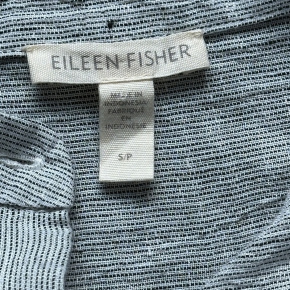 Striped Organic Linen Crinkle Classic Collar Shirt Size S-M - Picture 5 of 10